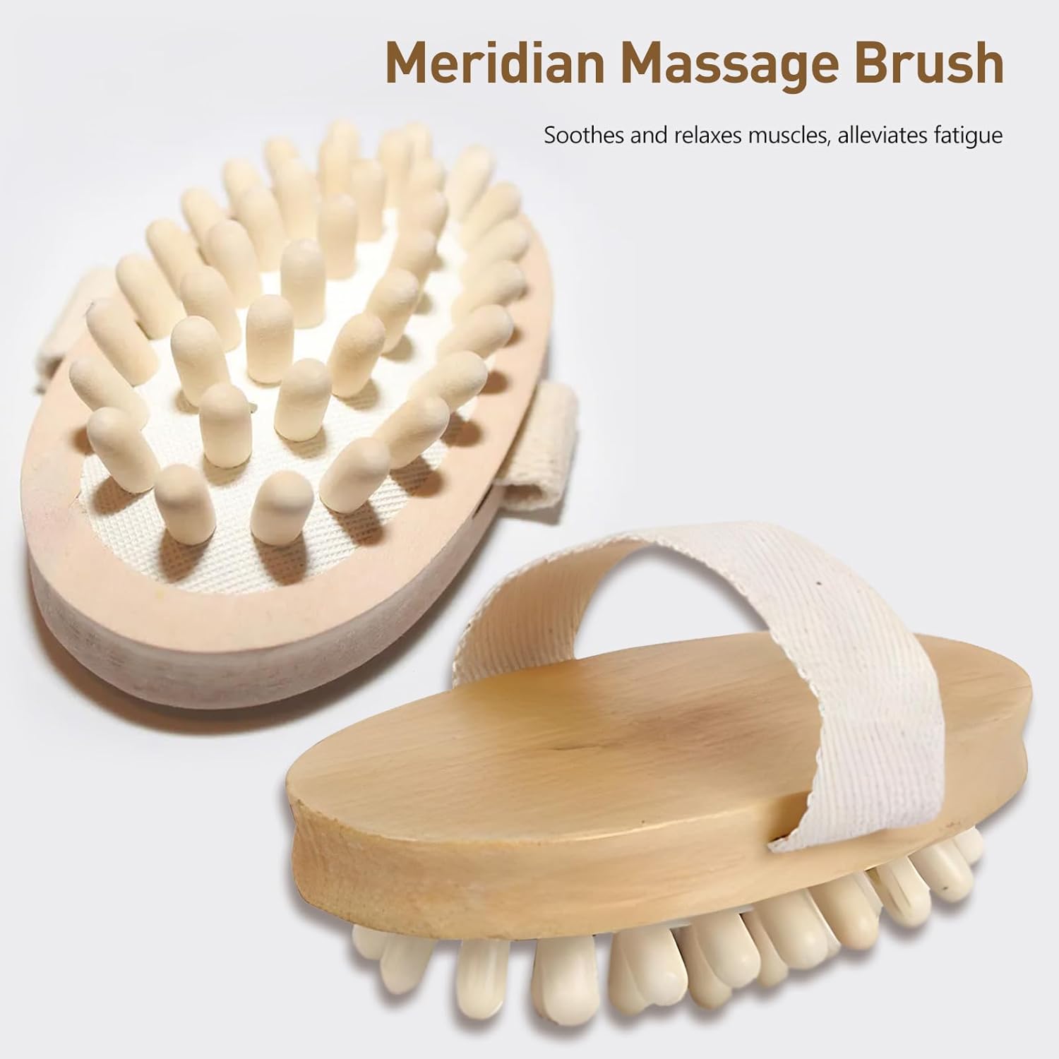 Kootinn 2 Pack Natural Wooden Anti Cellulite Massager Wood Hand-Held Massager Body Brush Muscle Relax Sauna Spa Head Massage Brush