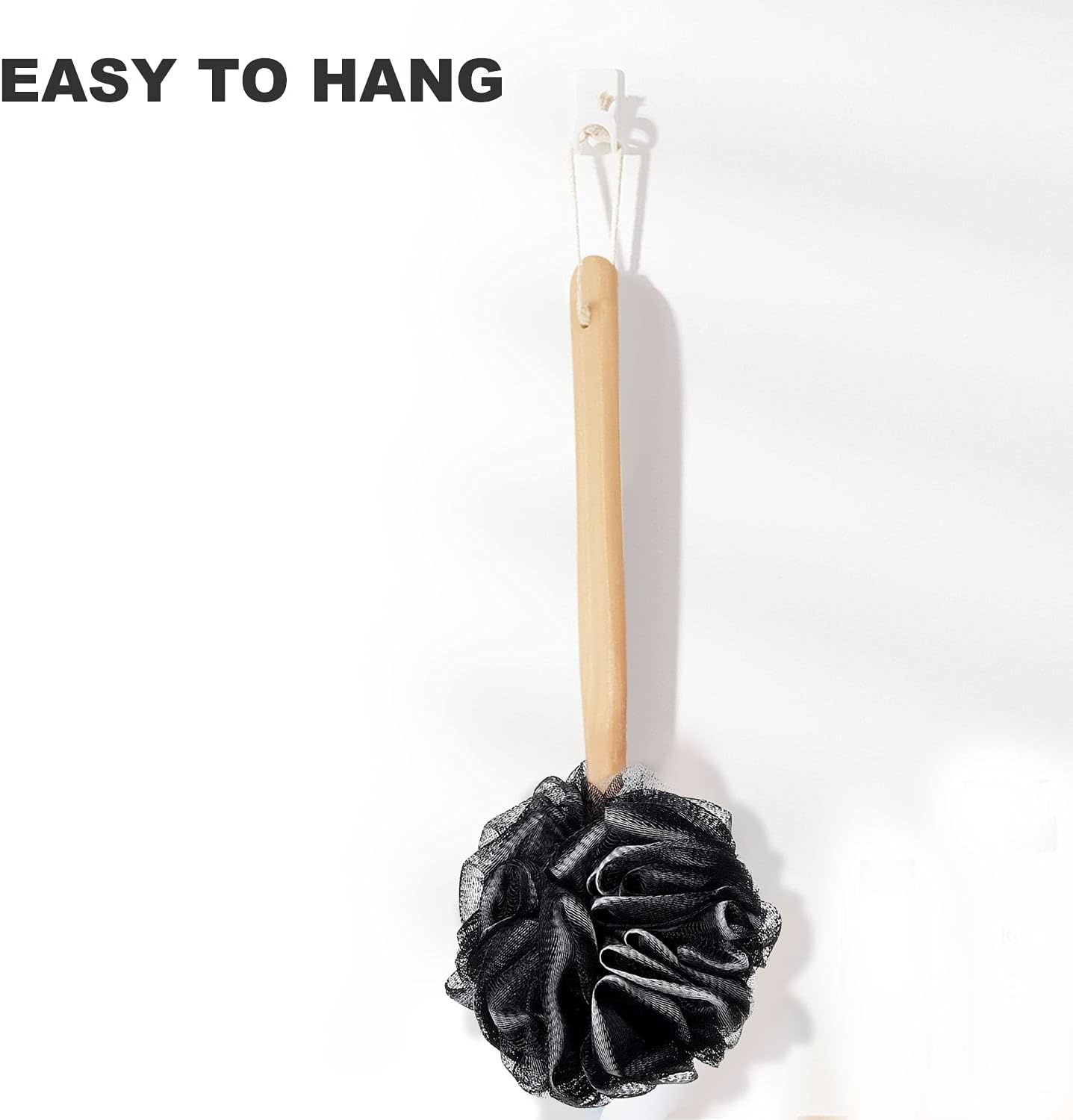 RASDDER Loofah with Handle, Loofah on a Stick, Loofah Sponge with Handle, PE Soft Mesh Luffa, Exfoliating Luffa on a Stick for Men and Women