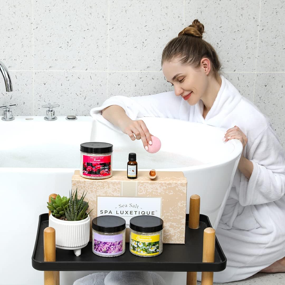 Bath Salts for Soaking, Spa Luxetique Epsom Salts Gifts Set for Women, 3.17lbs Bath Salts for Women, Epsom Salts for Soaking, Mother's Day Christmas Gifts for Woman Mom