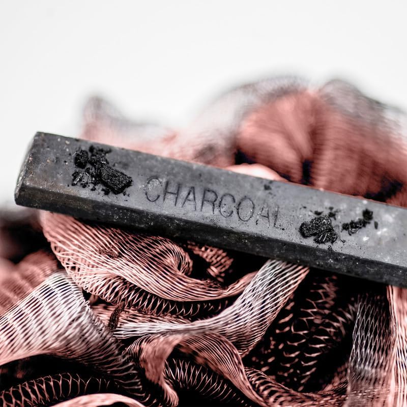 Toem Loofah Back Scrubber for Shower | Bamboo Charcoal Fiber Infused | Loufas for Men & Women | Includes 1 Long Handled Shower Sponge, 1 Bath & Shower Luffa Pouf & 1 Hook to Hang Stuff (Slate Grey)