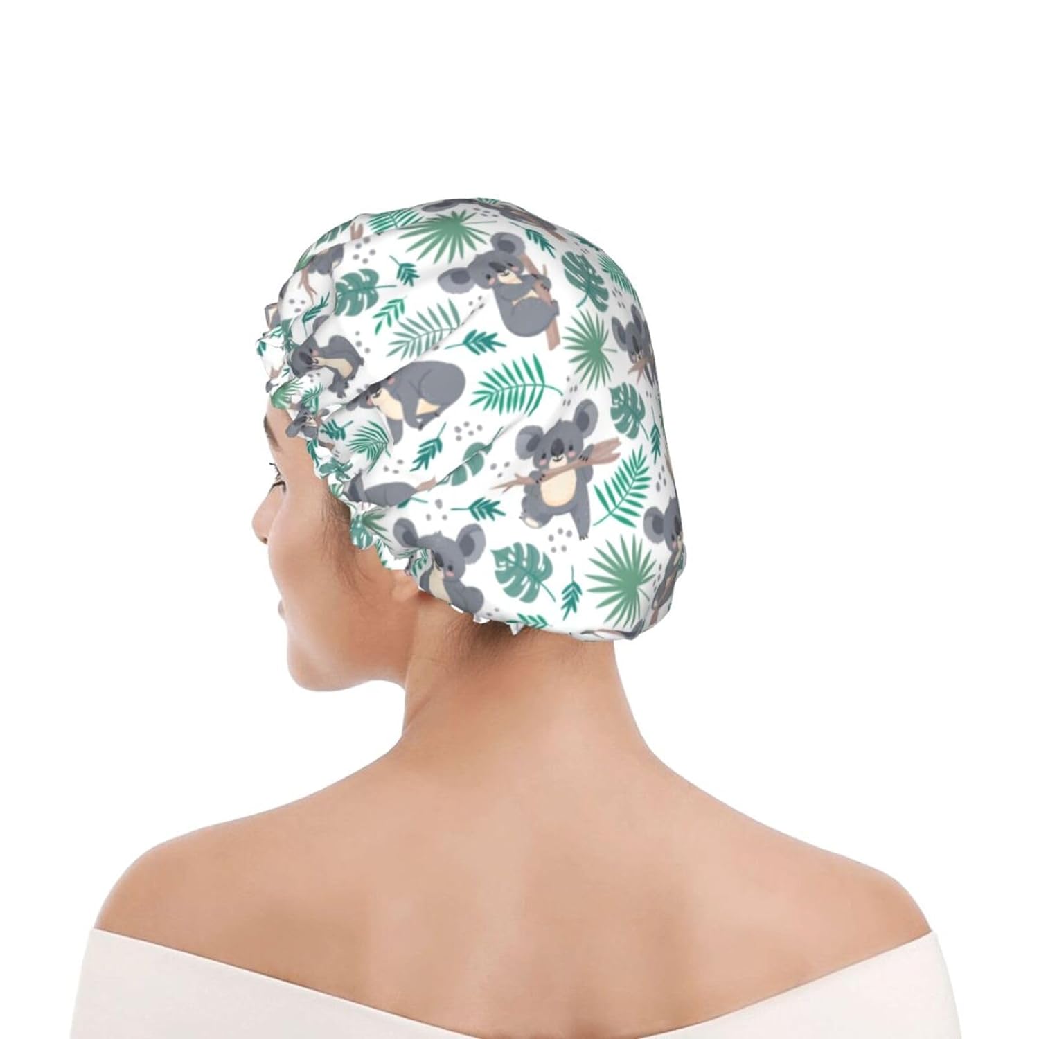 Rubber Ducks Shower Cap For Women Reusable Waterproof Double Layers Bath Cap Hair Protection Elastic Ladies Spa Salon Shower Hat