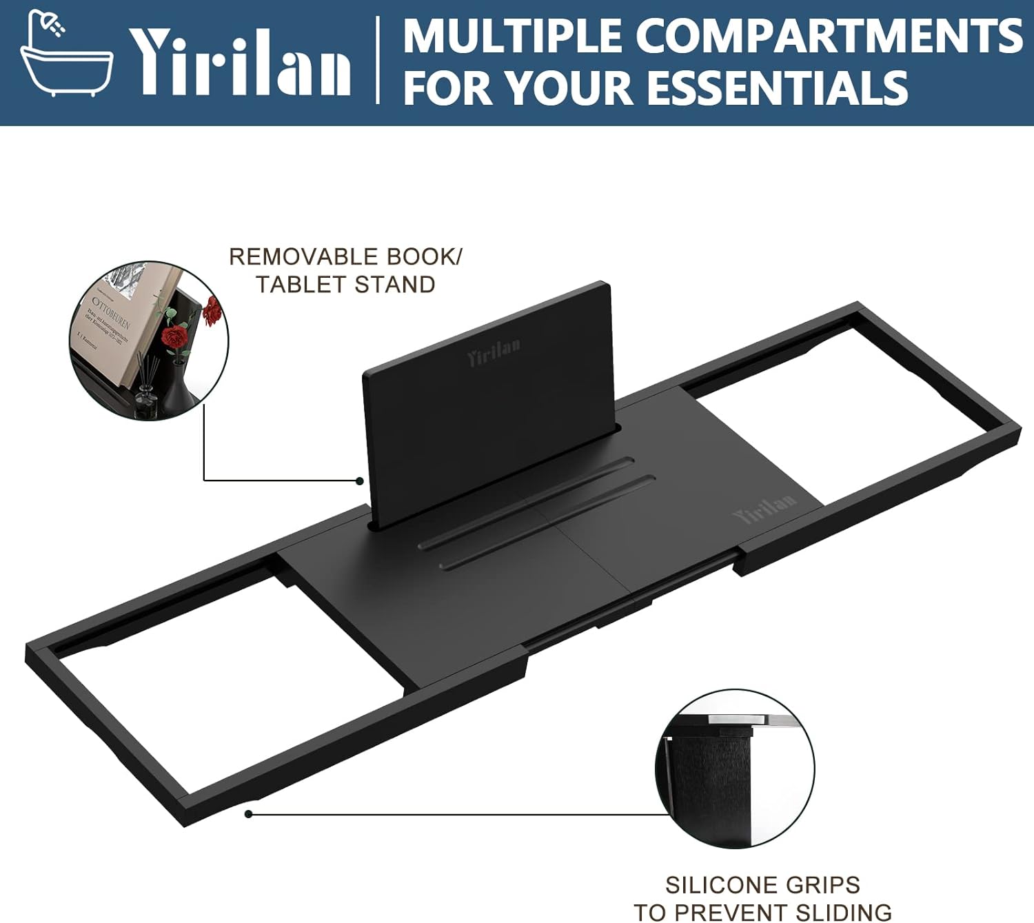 Luxury Bathtub Tray Caddy - Expandable Bath Tray - Unique House Warming Gifts, New Home, Anniversary & Wedding Gifts for Couple, Bridal Shower Gift for Women