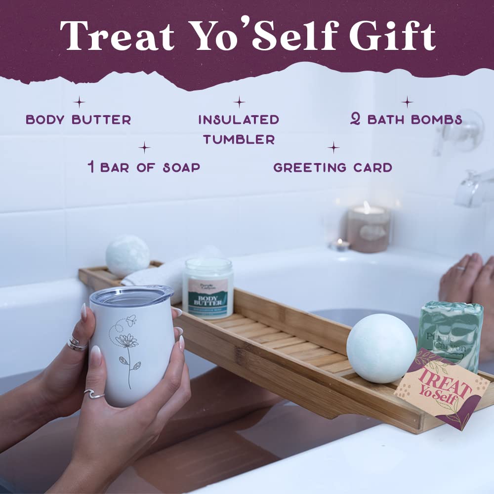 Purple Canyon Mystic Spa Box | 7 Piece Full Size Lavender Spa Kit for Self Care | Bath and Body Gifts for Women