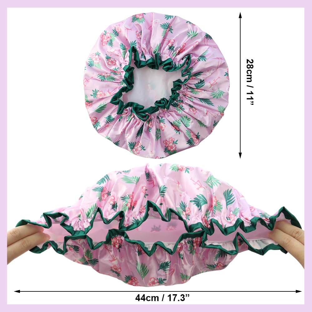 NAIHOD 3 Pieces Shower Cap,Reusable Shower Caps Waterproof, Double Waterproof Layers Bathing Shower Hat, Soft Comfortable EVA Lined Shower Hat, Protection Hair Bath Women Caps