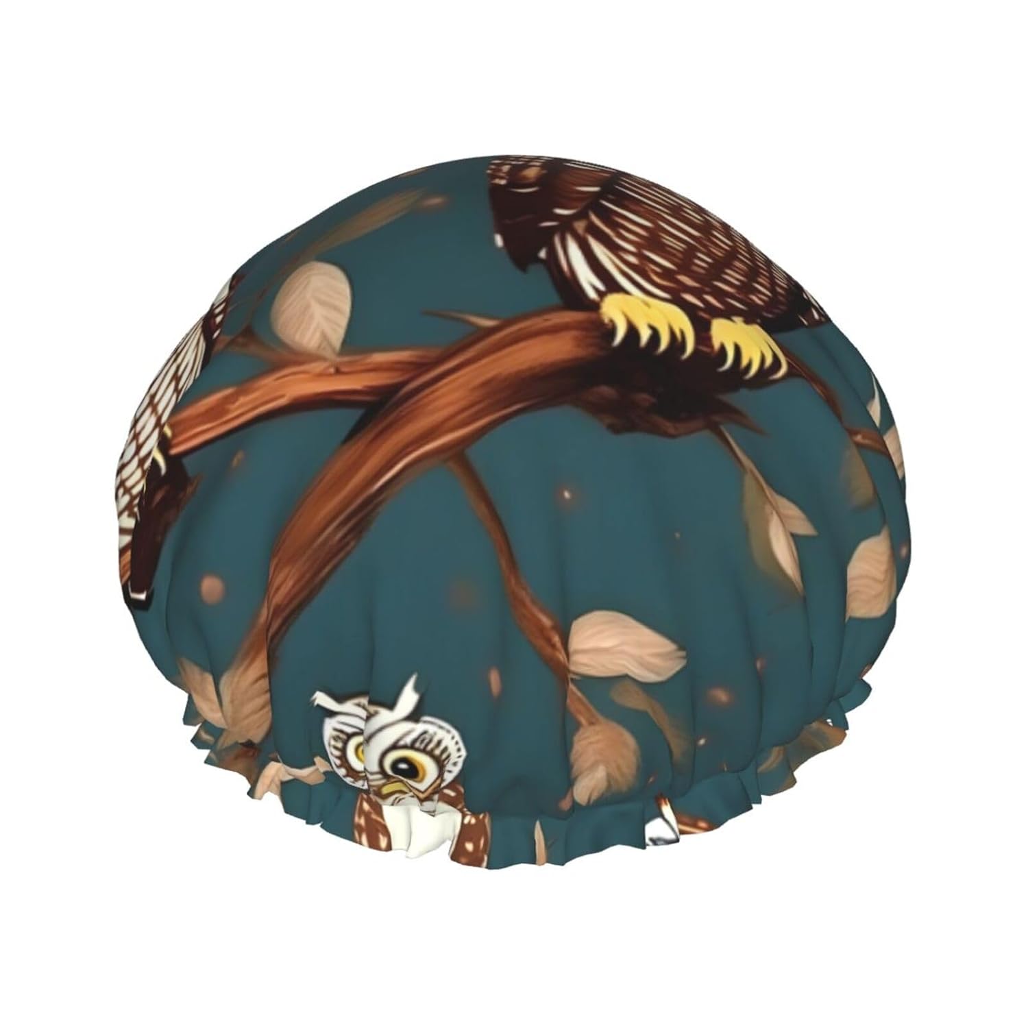 Ice Hockey print Print Reusable Shower Cap for Women,Double Waterproof Layers Bathing Hat,Quick Drying Bath Hair Cap