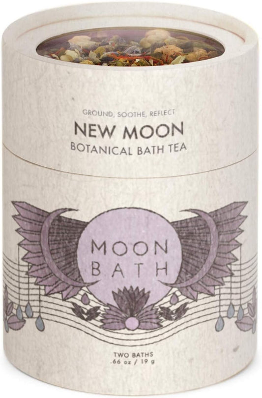 Moon Bath Botanical Bath Tea | New Moon Herbal Ayurvedic Bath Tea Soak w/Lavender, Jasmine & Chamomile for 2 Baths & Organic Body Care for Lunar Alignment | Made in USA
