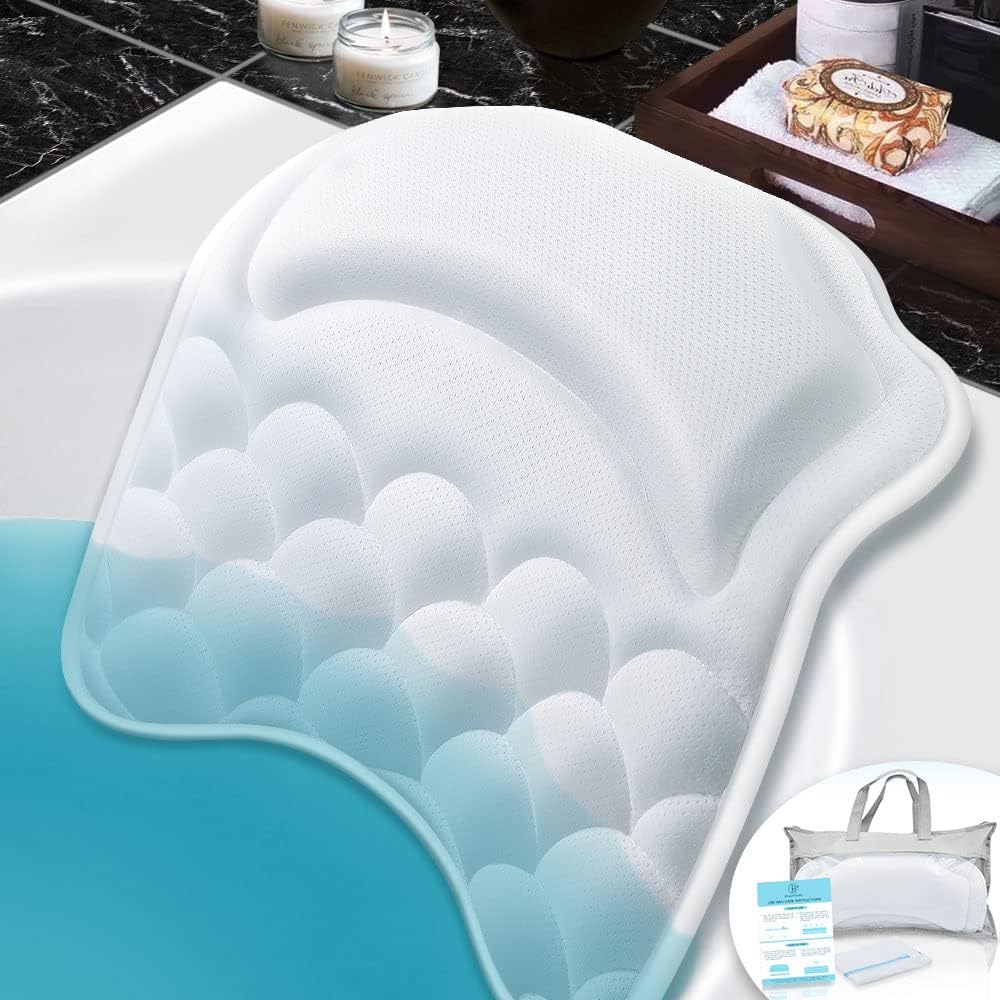 Beautybaby Bathtub Spa Pillow Bath Pillows for tub, with Non-Slip 8 Large Strong Suction Cups, Free Machine Washable Bag