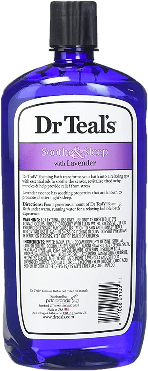 Dr. Teal's Foaming Bath Variety Gift Set (2 Pack, 34oz Ea.) - Soothe & Sleep Lavender, Glow & Radiance Vitamin C and Citrus - Essential Oils Blended with Pure Epsom Salt Relieve Pain & Daily Stress