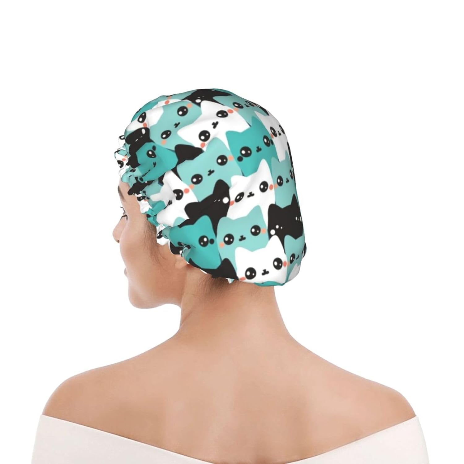 Rubber Ducks Shower Cap For Women Reusable Waterproof Double Layers Bath Cap Hair Protection Elastic Ladies Spa Salon Shower Hat