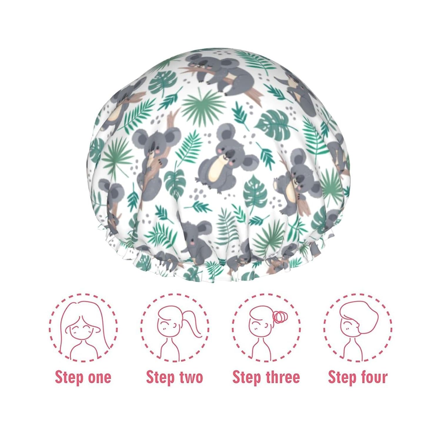 Rubber Ducks Shower Cap For Women Reusable Waterproof Double Layers Bath Cap Hair Protection Elastic Ladies Spa Salon Shower Hat