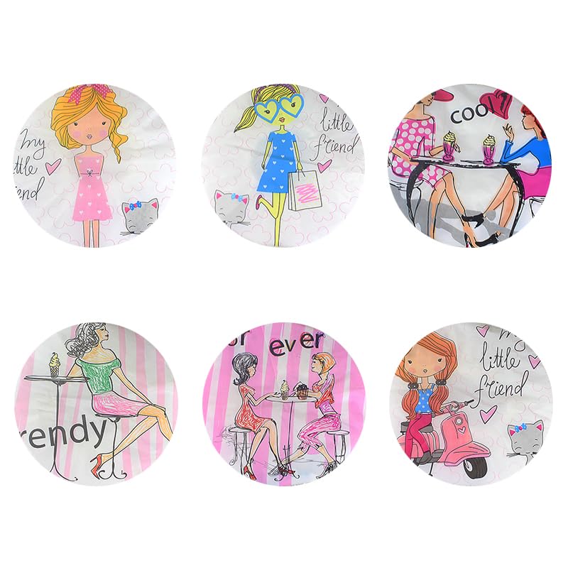 4Pcs Shower Caps, Waterproof Bath Caps Plastic Reusable Shower Caps Elastic Band Bath Hair Caps for Women Kids (P-3)