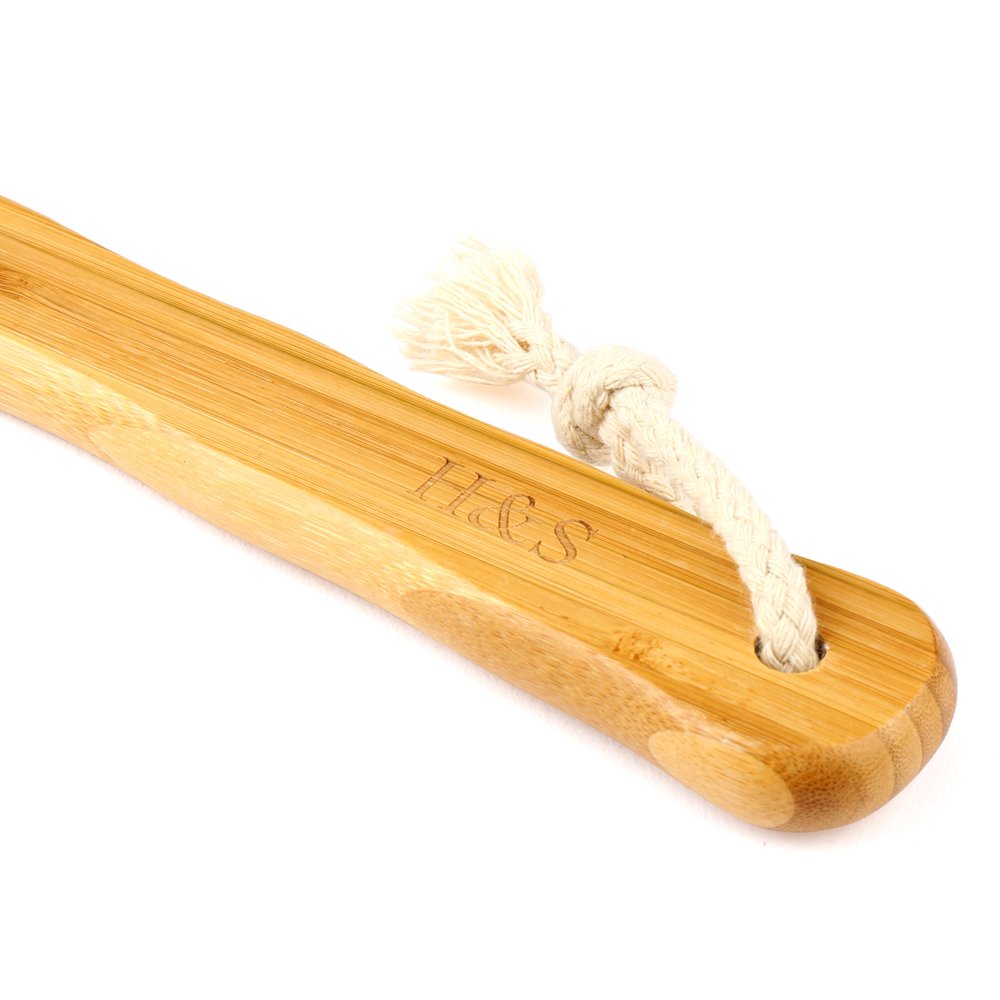 H&S Long Handled Back Brush for Skin Exfoliating with Natural Bristles - Back Body Brush for Dry Brushing and Scrubber for Shower - Bamboo Wood Back Brush Men & Women