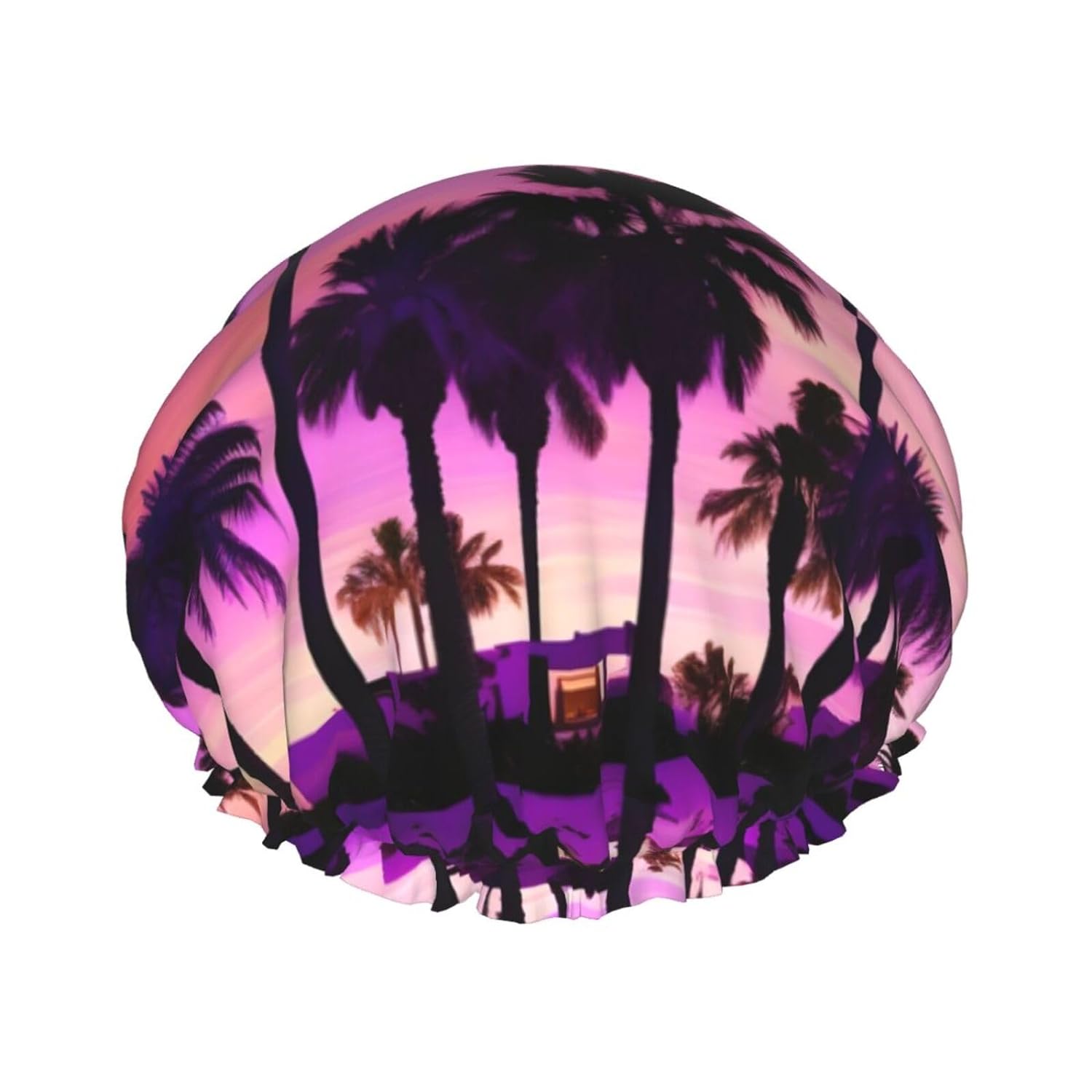 Ice Hockey print Print Reusable Shower Cap for Women,Double Waterproof Layers Bathing Hat,Quick Drying Bath Hair Cap