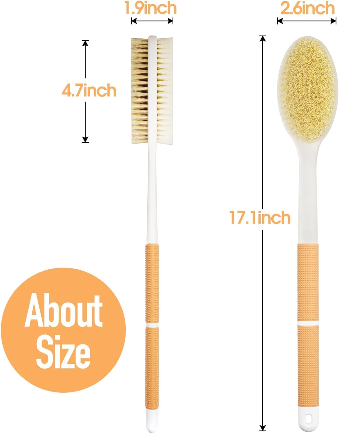 Backski Back Scrubber Anti Slip for Shower,Shower Brush Long Handle with Stiff and Soft Bristles,Body Exfoliator for Bath or Dry Brush(Blue)