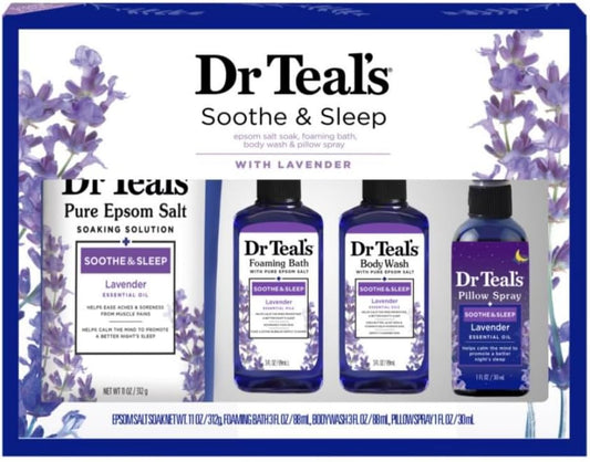 Dr Teal's Soothe & Sleep With Lavender Epsom Salt 11oz, Foaming Bath 3oz, Body Wash 3oz, Body Lotion 1oz, Gift Set