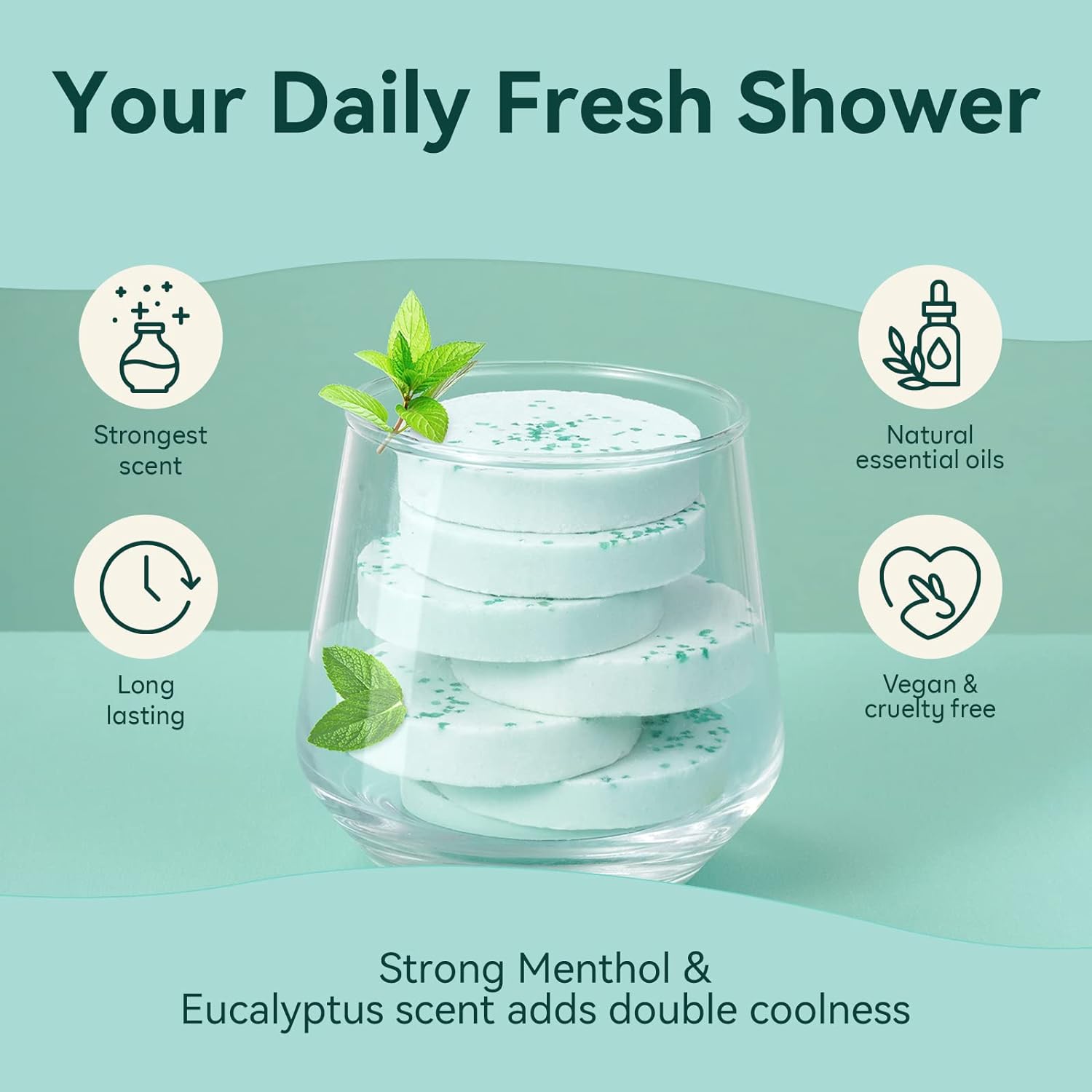 Shower Steamers Aromatherapy 6 Packs Shower Tablets with Essential Oil for Home SPA & Self Care, Stress Relief, Birthday Gifts for Women and Men, Eucalyptus Shower Bath Bombs - BABYPEACH