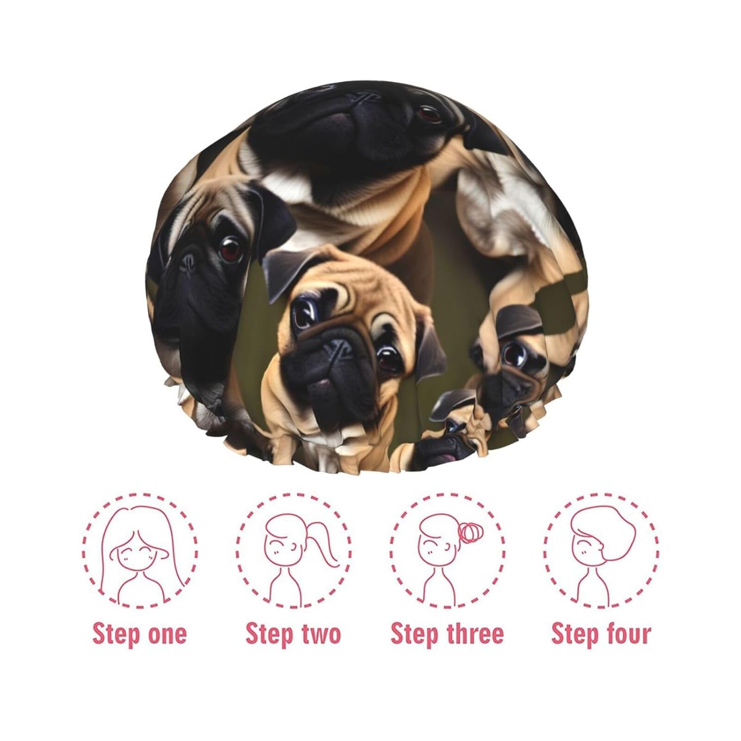 Ice Hockey print Print Reusable Shower Cap for Women,Double Waterproof Layers Bathing Hat,Quick Drying Bath Hair Cap