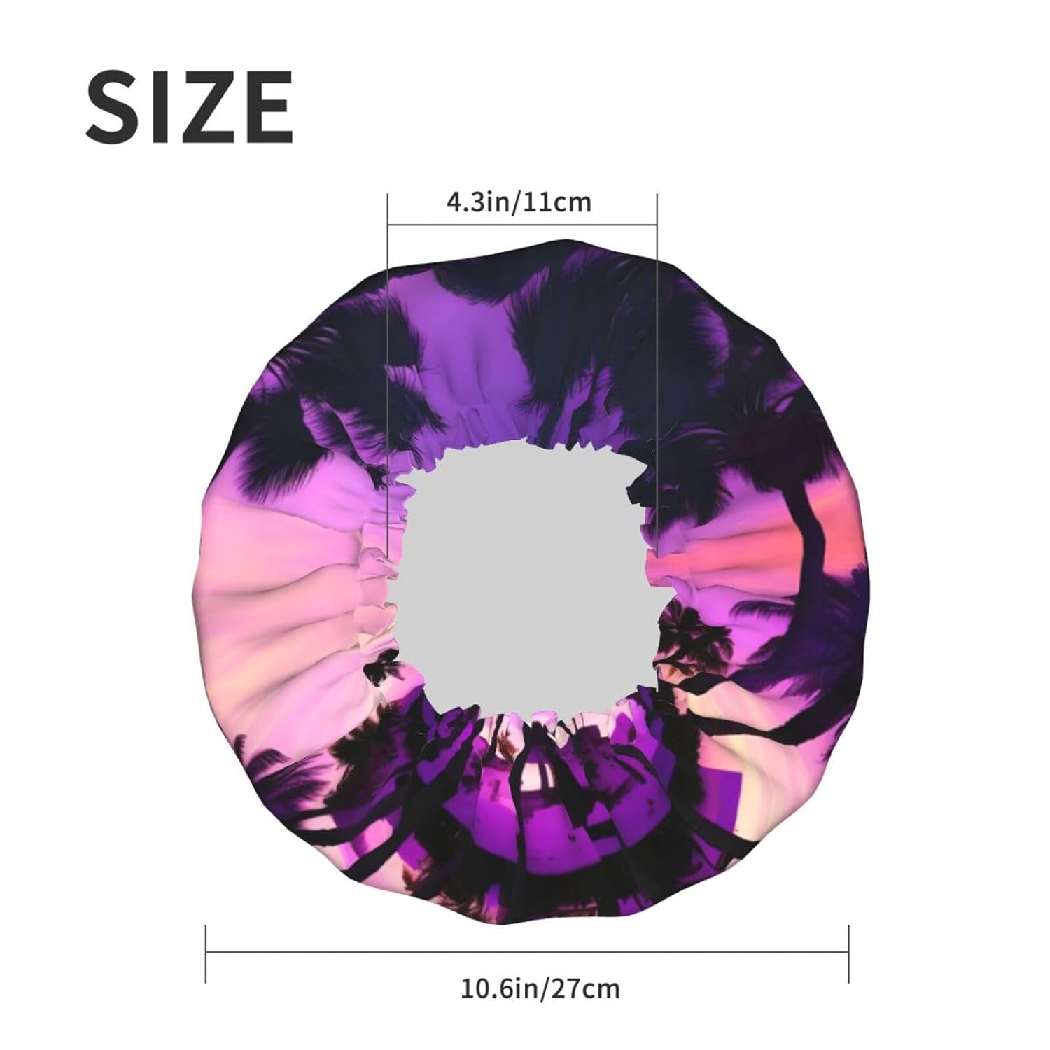 Ice Hockey print Print Reusable Shower Cap for Women,Double Waterproof Layers Bathing Hat,Quick Drying Bath Hair Cap