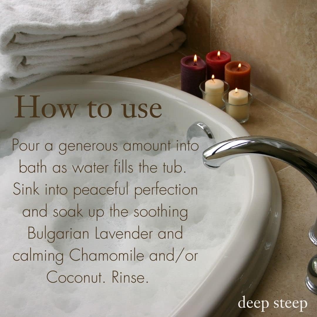 Deep Steep Classic Bubble Bath Lathering Lavender Chamomile and Coconut Variety Bundle Pack of 2, 33.8 Ounce (Pack of 2)