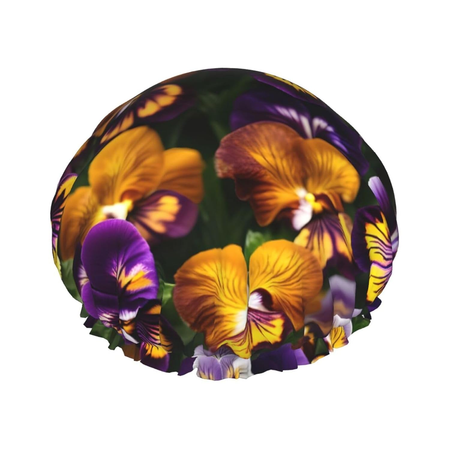 Ice Hockey print Print Reusable Shower Cap for Women,Double Waterproof Layers Bathing Hat,Quick Drying Bath Hair Cap