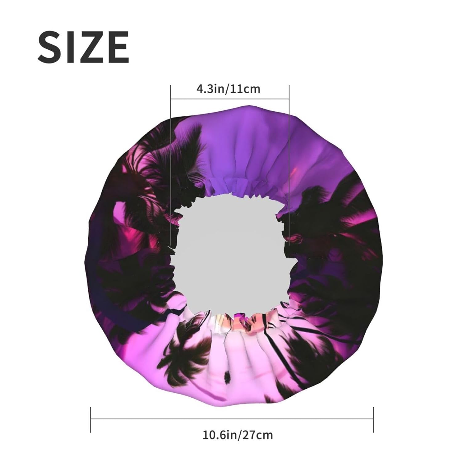 Ice Hockey print Print Reusable Shower Cap for Women,Double Waterproof Layers Bathing Hat,Quick Drying Bath Hair Cap