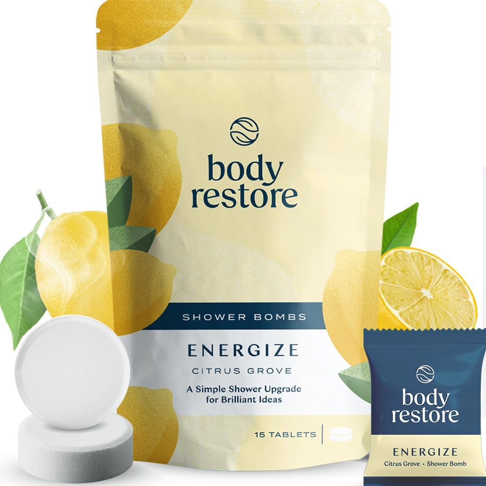 Body Restore Shower Steamers Aromatherapy 15 Pack - Christmas Gifts Stocking Stuffers, Relaxation Birthday Gifts for Women and Men, Stress Relief and Luxury Self Care, Citrus Shower Bath Bombs