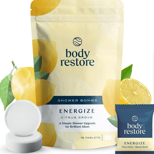 Body Restore Shower Steamers Aromatherapy 15 Pack - Christmas Gifts Stocking Stuffers, Relaxation Birthday Gifts for Women and Men, Stress Relief and Luxury Self Care, Citrus Shower Bath Bombs