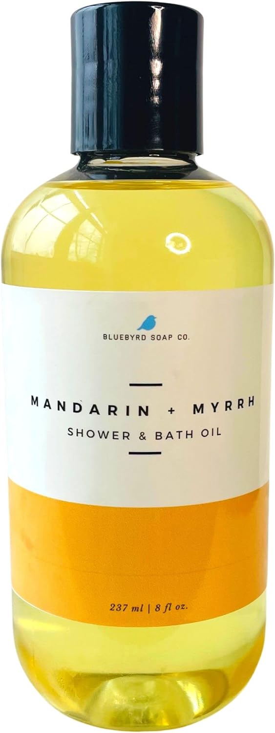 Bluebyrd Soap - White Tea Shower Oil & Bath Oil | Hydrating Plant Based Oils for Bath & Shower | Natural Body Oil Moisturizer | Revitalizing Clean Beauty Bath Oil (White Tea)