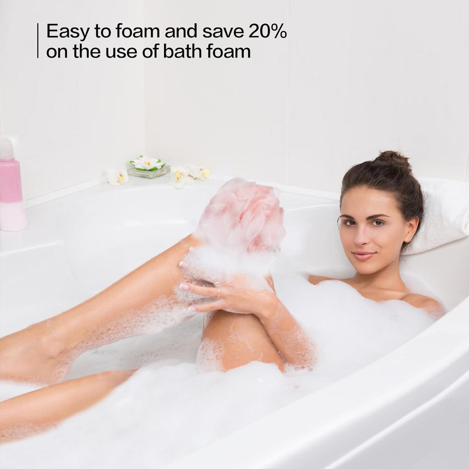 Fishent Loofah Bath Sponge Shower Loofahs, 4 Pack Soft Loofa Exfoliating Body Scrubber Mesh Shower Puff Pouf Ball Luffa for Men and Women(50g/pcs)