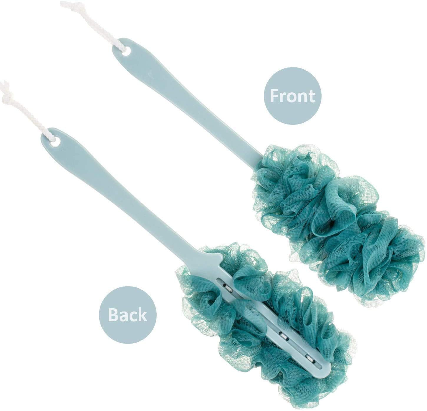 Arswin Back Scrubber for Shower, Loofah Long Handle Bath Body Brush, Soft Nylon Mesh Sponge On a Stick for Shower Men Women Kids Elderly, Exfoliating Scrub Cleaning Luffa for All Kinds of Skin(Blue)