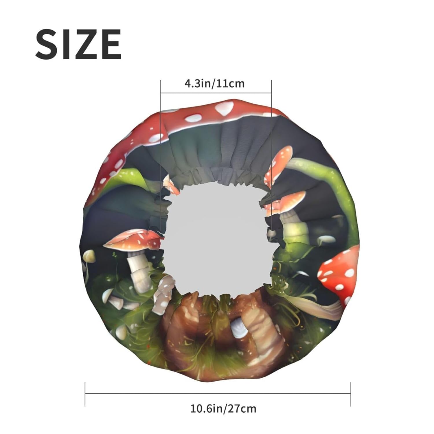 Ice Hockey print Print Reusable Shower Cap for Women,Double Waterproof Layers Bathing Hat,Quick Drying Bath Hair Cap