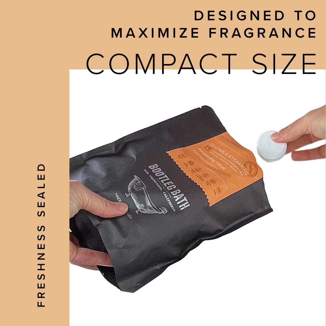 BOOTLEG BATH Shower Steamers Aromatherapy 15 Pack, 100% Pure Essential Oil, Eucalyptus, All Natural, for Men and Women, Made in USA