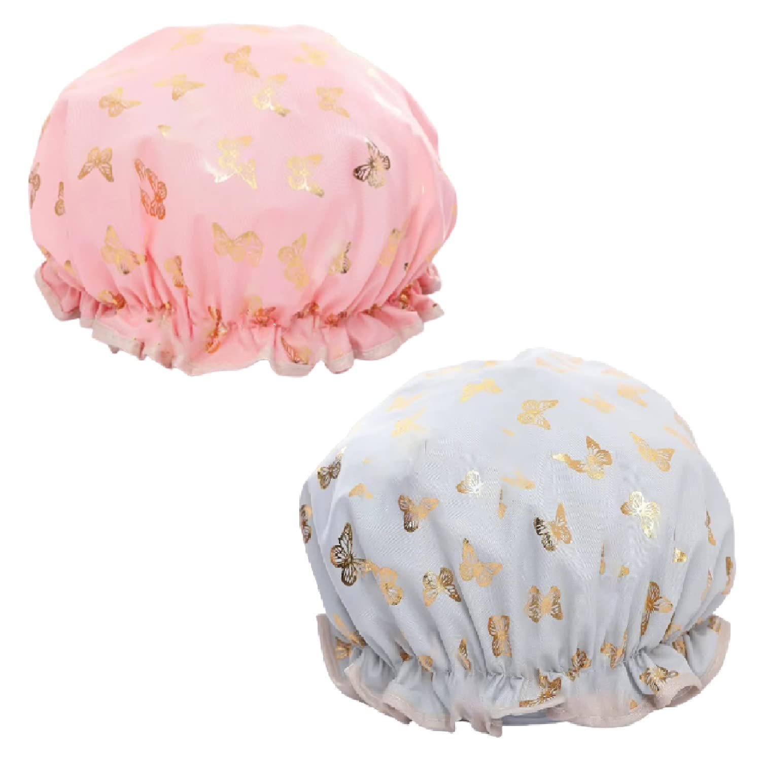 2 Pcs Unicorn Shower Caps for Women, Waterproof Double Layers Reusable Shower Caps, Oil-proof Cap Bath Caps for Kids, Ladies, Girls (Unicorn)