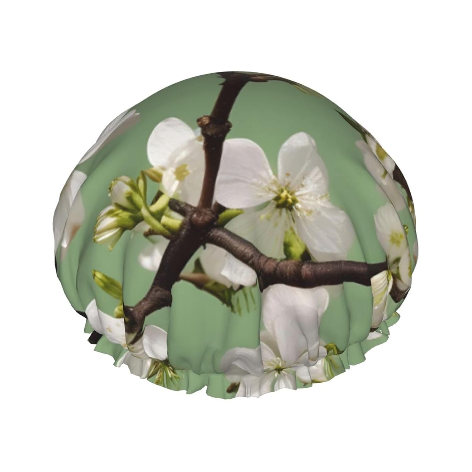 Ice Hockey print Print Reusable Shower Cap for Women,Double Waterproof Layers Bathing Hat,Quick Drying Bath Hair Cap