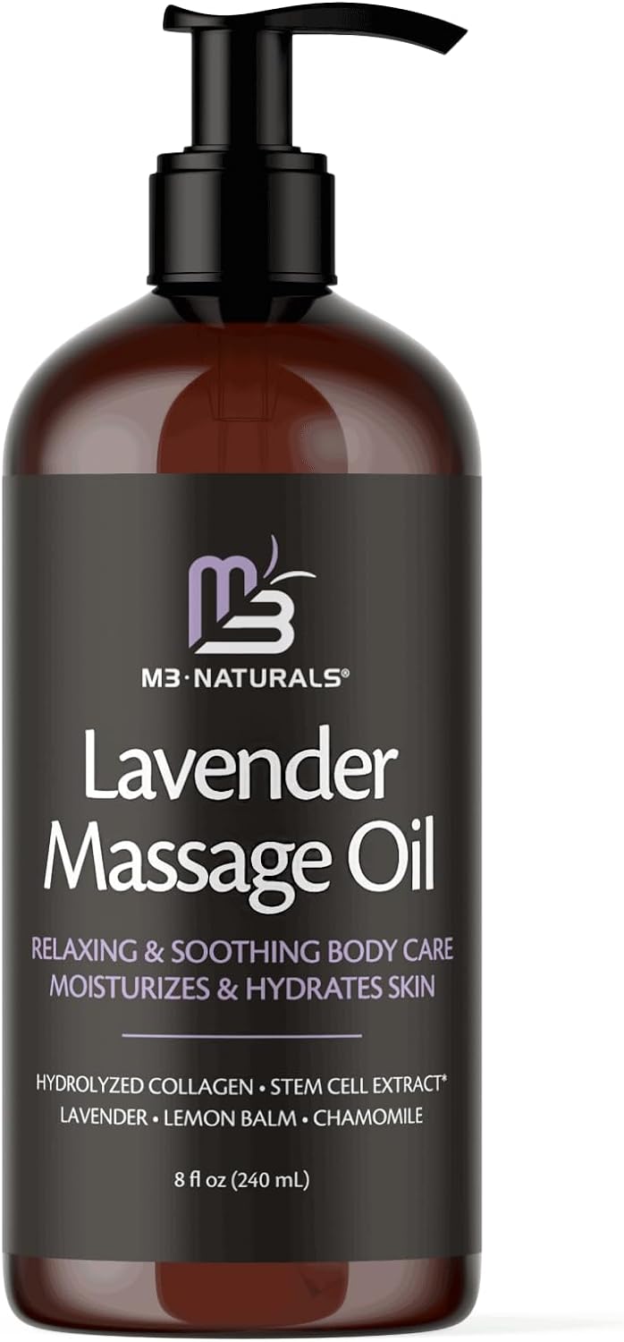 Anti Cellulite Massage Oil and Sore Muscle Body Oil | Massage Oil for Massage Therapy | Collagen and Stem Cell Skin Tightening Cellulite Cream and Massage Lotion for Women 8 Fl Oz by M3 Naturals