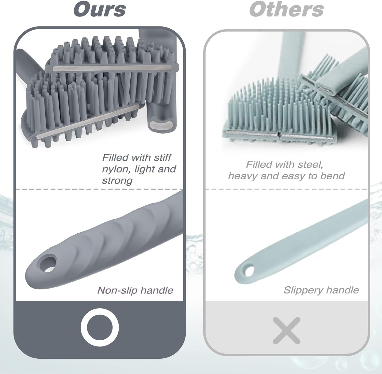 Manmihealth Silicone Back Scrubber(Thick Bristles) & Soft Bath Glove Set, Super-Exfoliating Body Scrubber & Super-Lathering Shower Brush Combination, with a Free Hook.(Black)