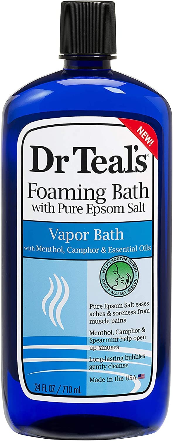 Dr Teal's Foaming Bath with Pure Epsom Salt, Sleep Blend with Melatonin, Lavender & Chamomile Essential Oils, 34 fl oz (Pack of 4) (Packaging May Vary)