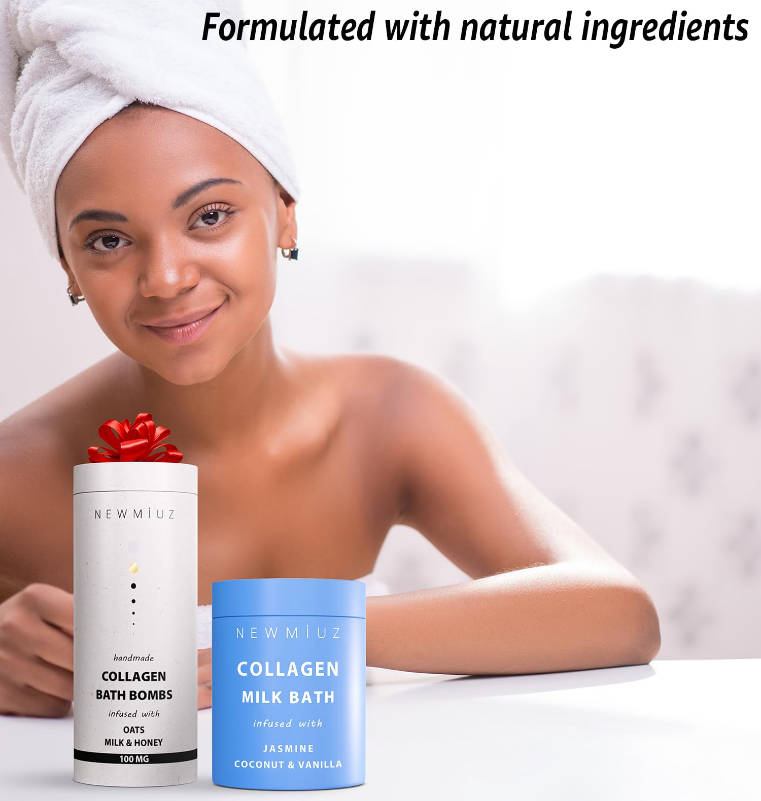 Creamy Collagen Bubble Bath Bombs with Oatmeal Milk Honey Essential Oils Luxurious Bath Gift Dry Skin Nourishment Indulge in A Blissful Bathing Spa