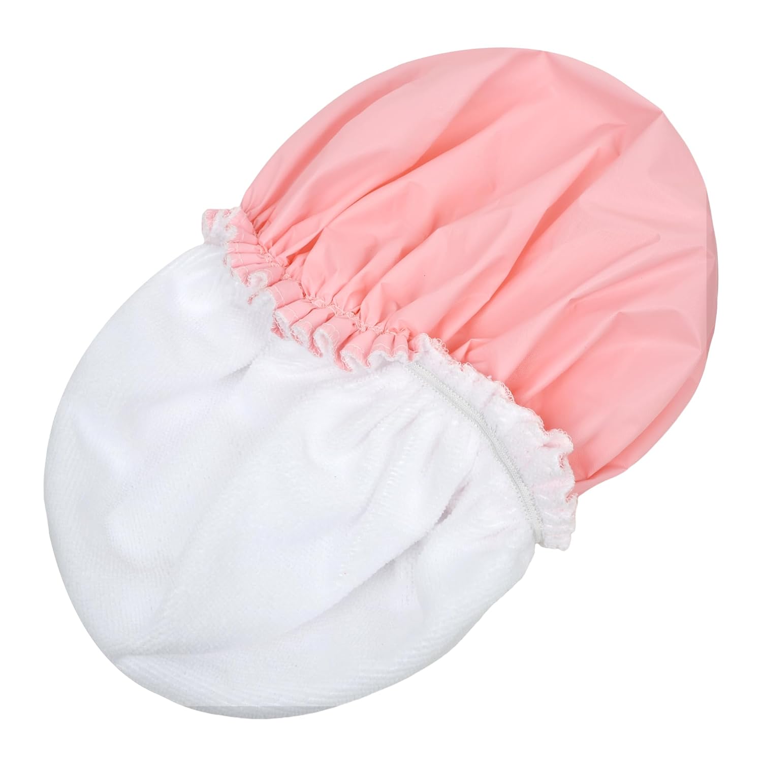 Shower Caps for Women, Terry Cloth Lined EVA Exterior Elastic and Reusable Bath Caps, Double Waterproof Layers Shower Cap, Bathing Shower Caps, Environmental Protection Bath Hair Cap - Pink