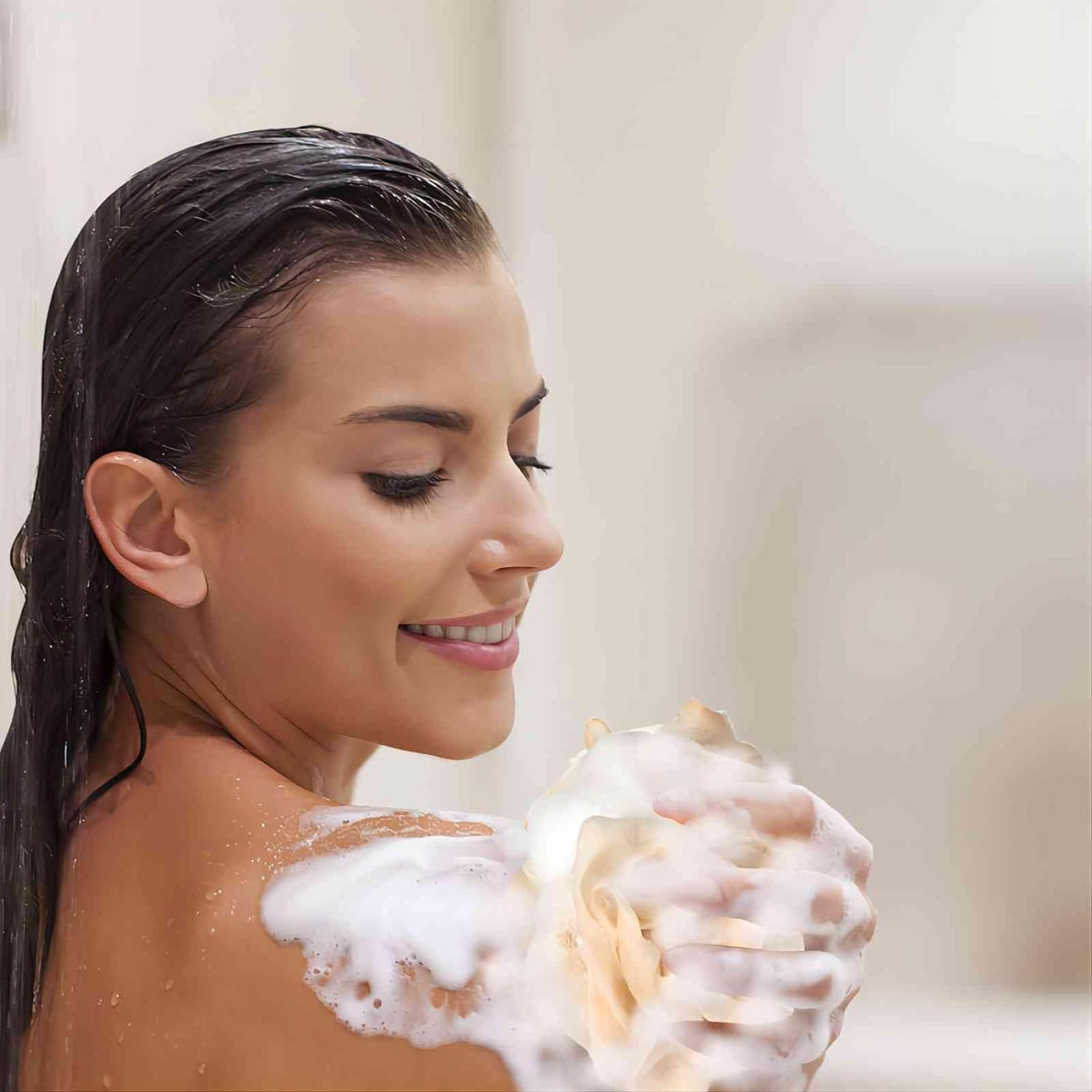 Fishent Loofah Bath Sponge Shower Loofahs, 4 Pack Soft Loofa Exfoliating Body Scrubber Mesh Shower Puff Pouf Ball Luffa for Men and Women(50g/pcs)