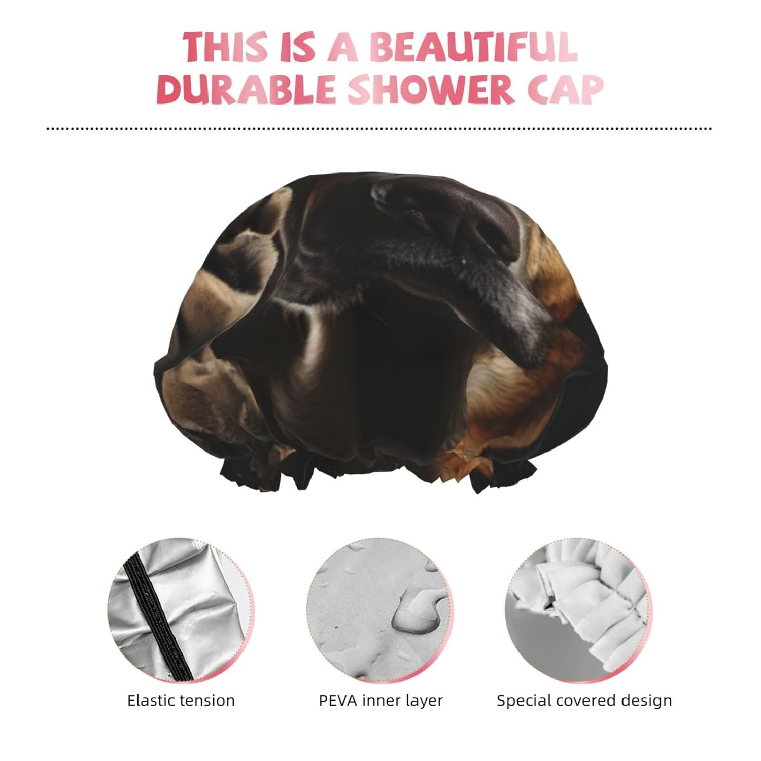 Ice Hockey print Print Reusable Shower Cap for Women,Double Waterproof Layers Bathing Hat,Quick Drying Bath Hair Cap