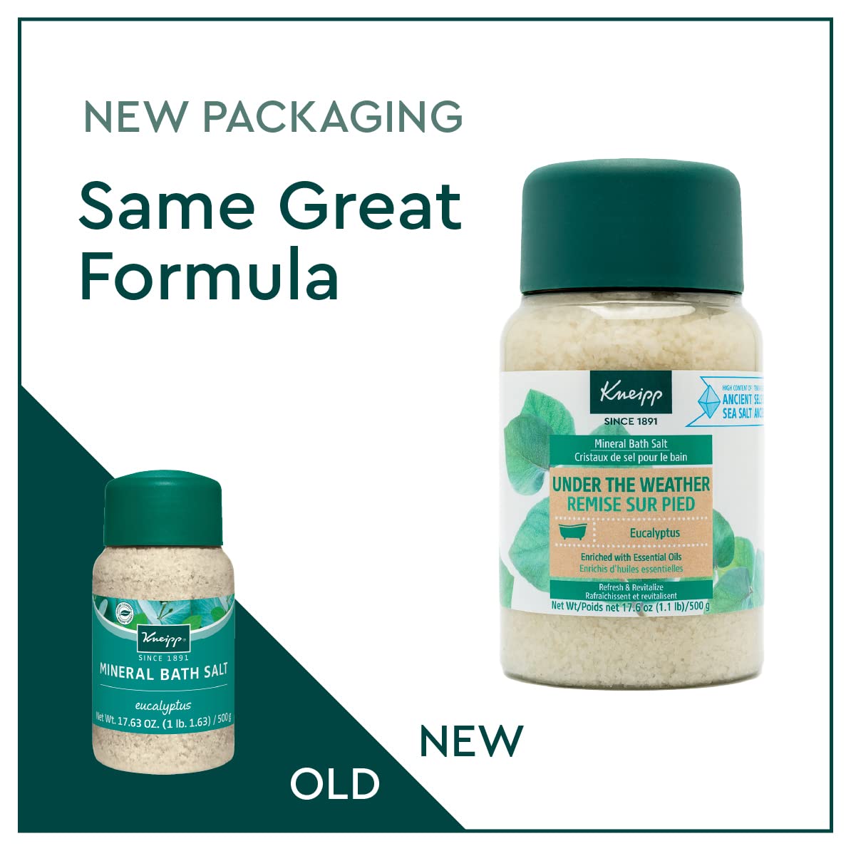 Kneipp Mineral Bath Salt Pampering Gift Set, Lavender, Dream Away, Arnica for Joints, Refreshing Eucalyptus, 2.1 Ounce 4-Pack