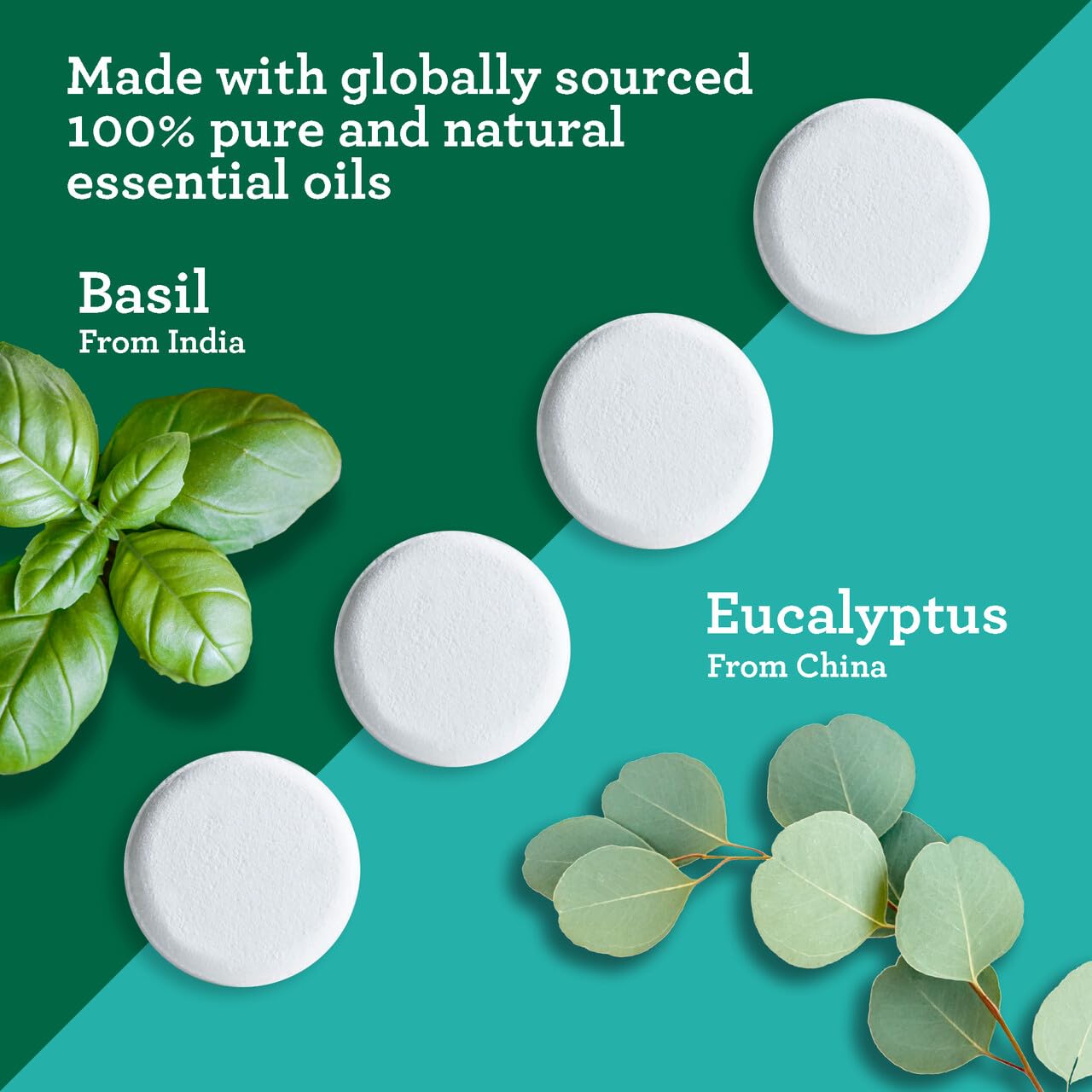 GuruNanda Breathe Shower Steamer Tablets (Pack of 10) - 100% Natural Eucalyptus Essential Oil helps with Congestion and Basil Supports Stress Relief & Mental Clarity - Perfect for Home Spa & Self Care