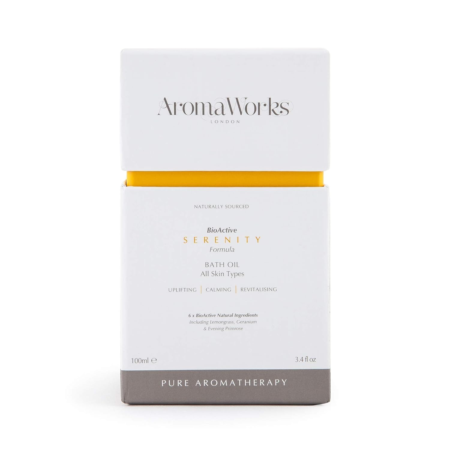 Aromaworks Serenity Bath Oil - 100% Pure Essential Oils - Soothes Away Stress - Uplifts And Energizes Mind - Leaves Skin Nourished - Naturally Scented - Vegan - Suitable For All Skin Types - 3.4 Oz