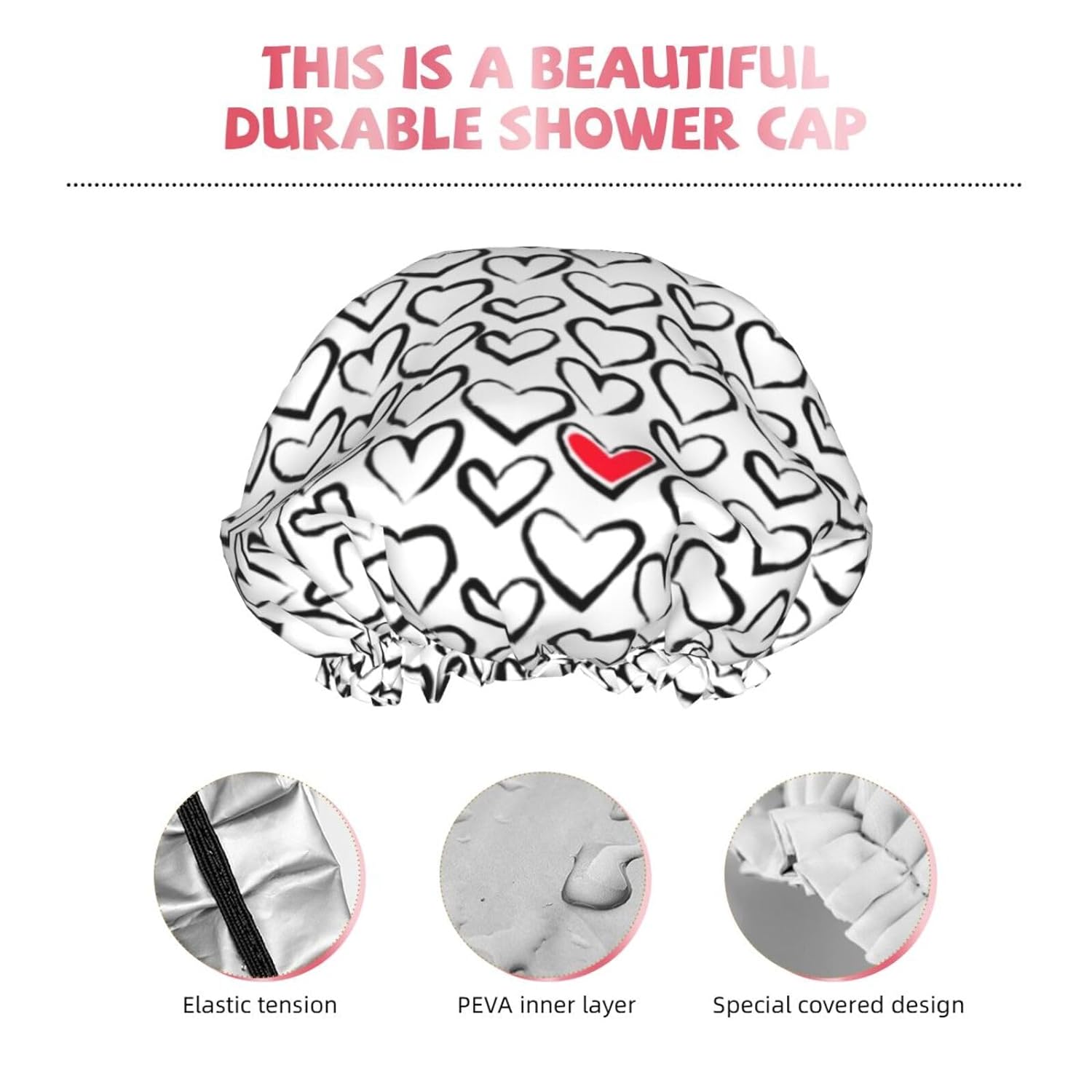 Rubber Ducks Shower Cap For Women Reusable Waterproof Double Layers Bath Cap Hair Protection Elastic Ladies Spa Salon Shower Hat