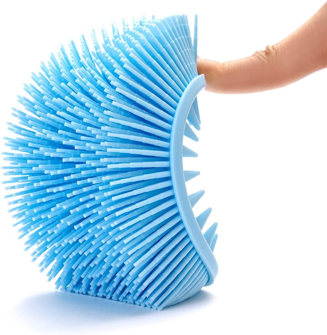 Premium Sensory Brush for Kids or Autism,Soft Silicone Body Scrubber,2 in 1 Sensory Room Occupational Therapy Sensory Brushes,Silicone Loofah,Pets Shower Brush Bath Brush Shampoo Brush(Whale-Teal)