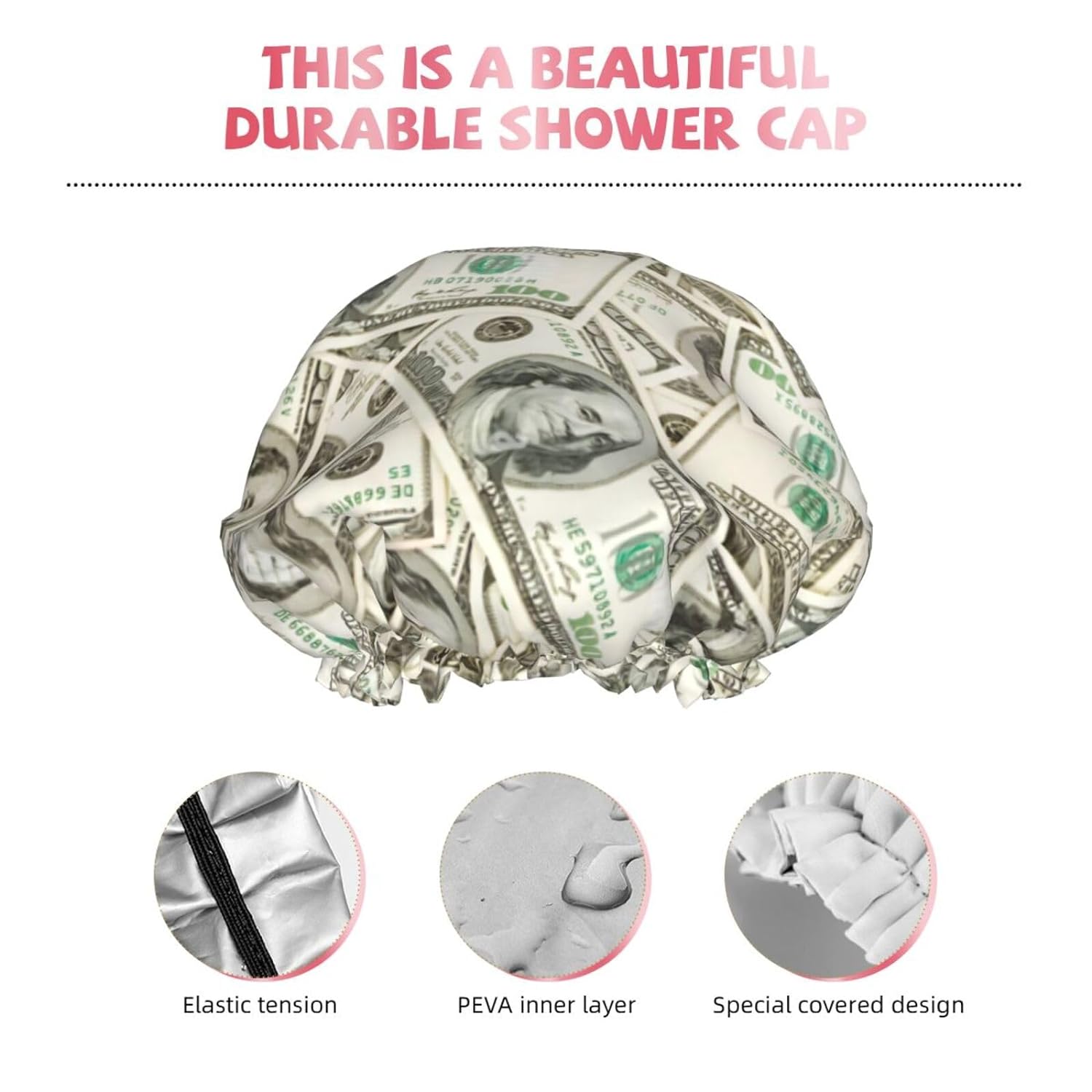 Rubber Ducks Shower Cap For Women Reusable Waterproof Double Layers Bath Cap Hair Protection Elastic Ladies Spa Salon Shower Hat