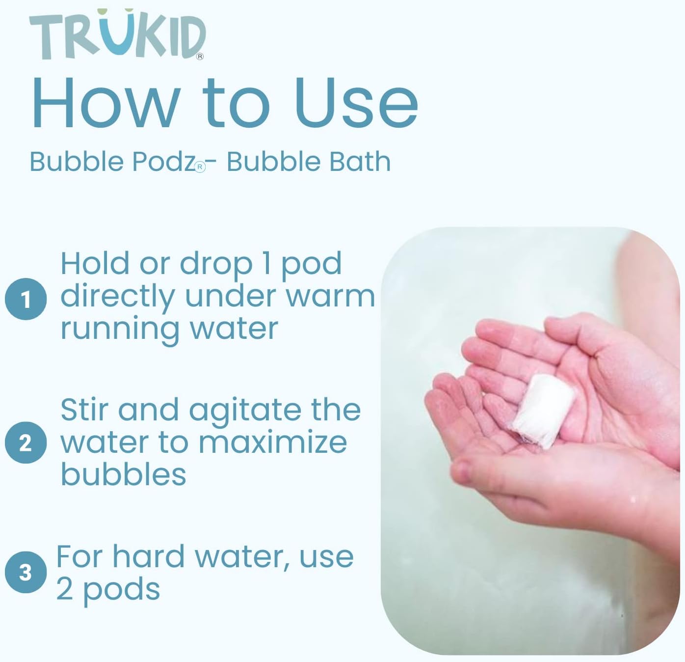 TruKid Bubble Podz for Baby, Refreshing Bubble Bath for Dry, Sensitive & Soft Skin, pH Balanced for Eye Sensitivity, Enriched with Lavender Flower, Lavender Scent, All Natural Ingredients (24 Podz)