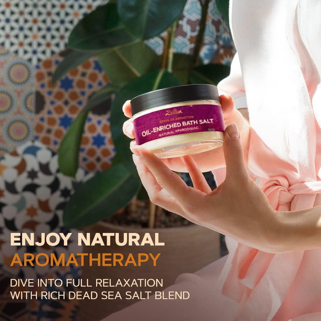Natural Bath Salt with Himalayan Pink & Dead Sea Salt | Rejuvenating Oil - Enriched Salts with Rose & Peach Essential Oils | Unique Relaxing SPA Gift for Women | Detox Body & Foot Soak