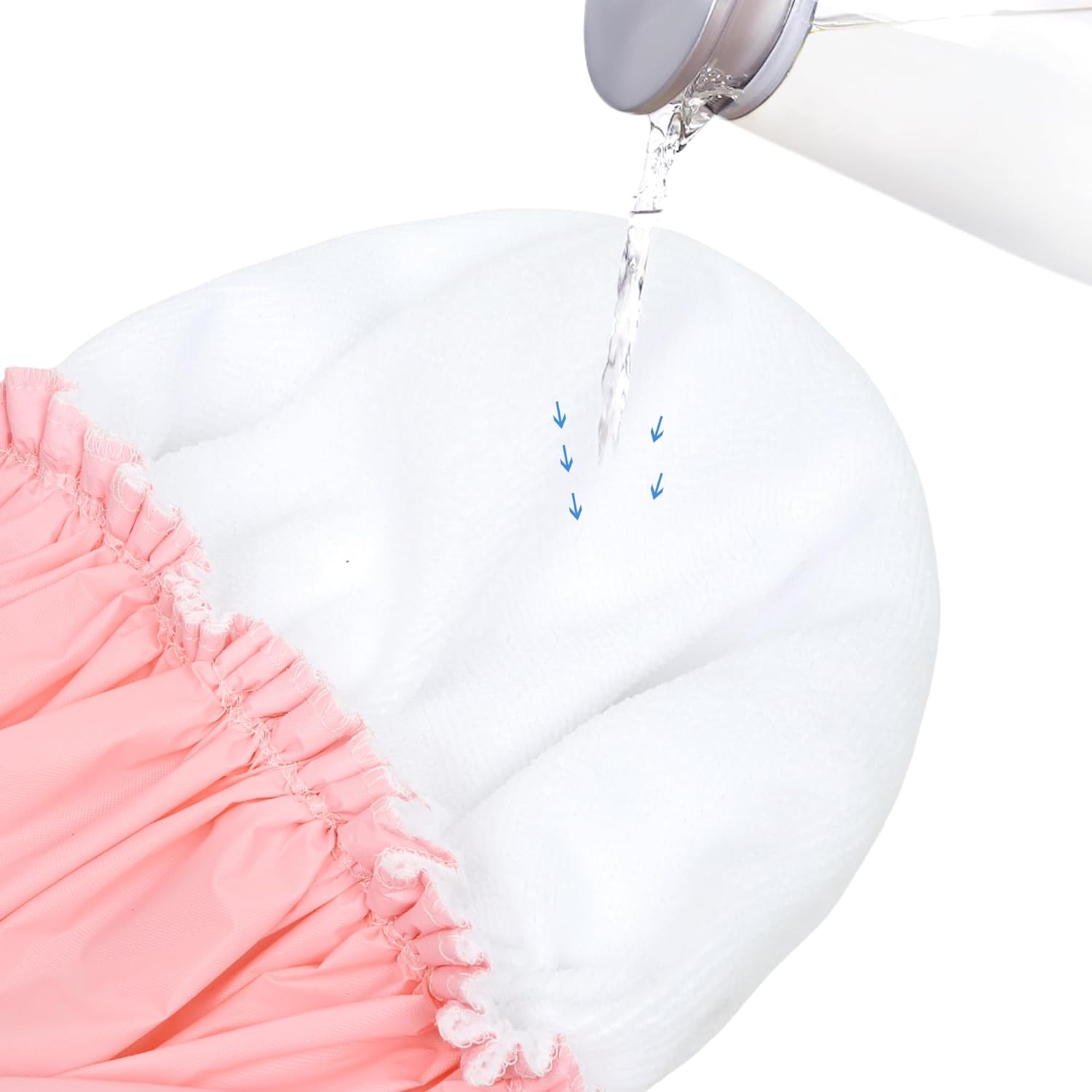 Shower Caps for Women, Terry Cloth Lined EVA Exterior Elastic and Reusable Bath Caps, Double Waterproof Layers Shower Cap, Bathing Shower Caps, Environmental Protection Bath Hair Cap - Pink